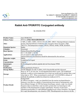 Rabbit Anti-TPOR/FITC Conjugated Antibody-SL10362R-FITC