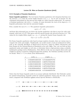 [Draft] 4.4.3. Examples of Gaussian Quadrature. Gauss–Legendre