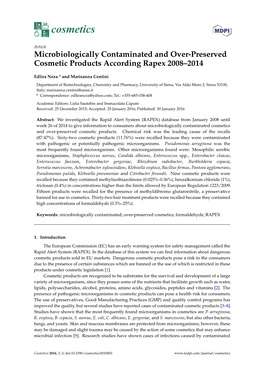 Microbiologically Contaminated and Over-Preserved Cosmetic Products According Rapex 2008–2014