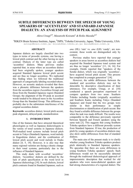 'Accentless' and Standard Japanese Dialects