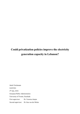 Could Privatization Policies Improve the Electricity Generation Capacity in Lebanon?