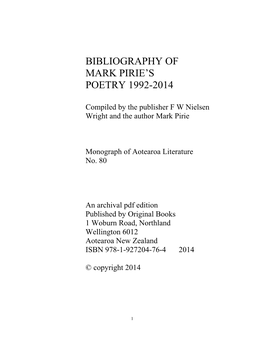 A Bibliography of Poem Publication 1992-2012