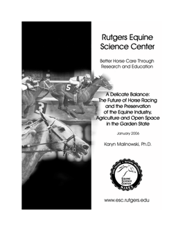 A Delicate Balance: the Future of Horse Racing and the Preservation of the Equine Industry, Agriculture and Open Space in the Garden State 1