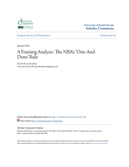 A Framing Analysis: the NBA's "One-And-Done"Rule" (2012)