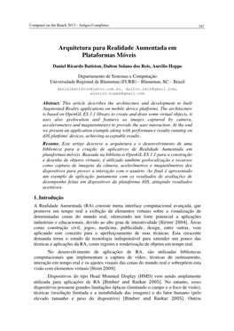 Arquitetura Para Realidade Aumentada Em Plataformas Móveis