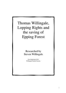 Thomas Willingale, Lopping Rights and Teh Saving of Epping Forest