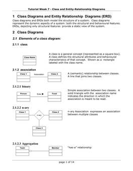 1 Class Diagrams and Entity Relationship Diagrams (ERD) Class Diagrams and Erds Both Model the Structure of a System