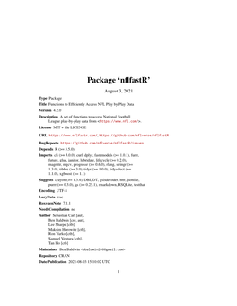 Nflfastr: Functions to Efficiently Access NFL Play by Play Data