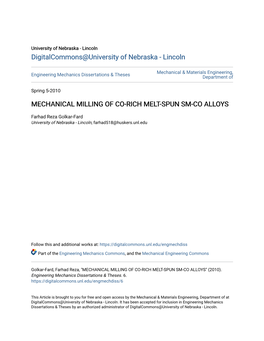 Mechanical Milling of Co-Rich Melt-Spun Sm-Co Alloys