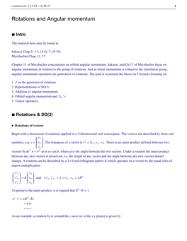 Rotations and Angular Momentum