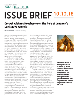 Growth Without Development: the Role of Lebanon's Legislative Agenda