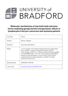 Molecular Mechanisms of Myricetin Bulk and Nano Forms Mediating Genoprotective and Genotoxic Effects in Lymphocytes from Pre-Cancerous and Myeloma Patients