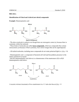 Oct 16 2018 Chem 261 Notes