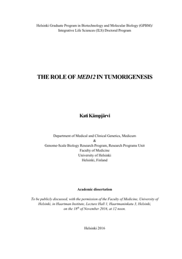 The Role of Med12 in Tumorigenesis