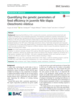 Quantifying the Genetic Parameters of Feed Efficiency in Juvenile Nile Tilapia Oreochromis Niloticus