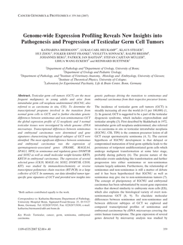 Genome-Wide Expression Profiling Reveals New Insights Into Pathogenesis and Progression of Testicular Germ Cell Tumors