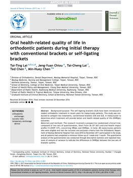 Oral Health-Related Quality of Life in Orthodontic Patients During Initial