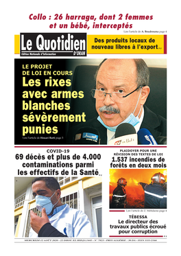 Les Rixes Avec Armes Blanches Sévèrement Punies Lire L'article De Houari Barti Page 3