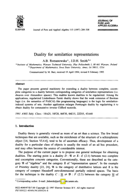 Duality for Semilattice Representations A.B