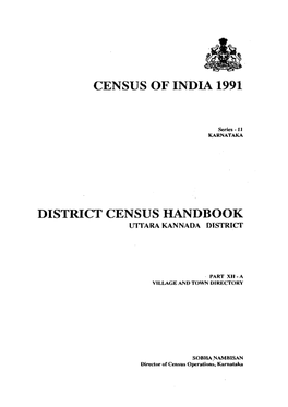 District Census Handbook, Uttara Kannada, Part XII-A, Series-11