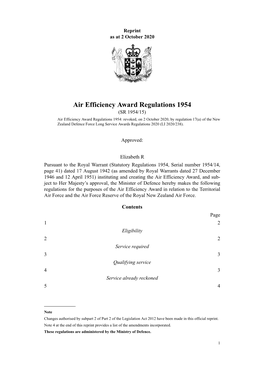 Air Efficiency Award Regulations 1954