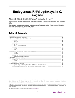 Endogenous Rnai Pathways in C. Elegans* Allison C