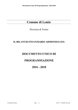 Documento Unico Di Programmazione 2016/2018