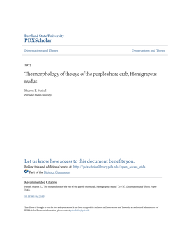 The Morphology of the Eye of the Purple Shore Crab, Hemigrapsus Nudus