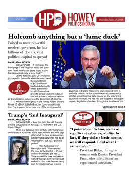 Holcomb Anything but a 'Lame Duck'