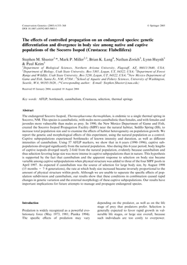 The Effects of Controlled Propagation on An