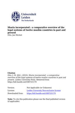 Sharia Incorporated : a Comparative Overview of the Legal Systems of Twelve Muslim Countries in Past and Present Otto, Jan Michiel