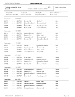 Calendriers Par Date