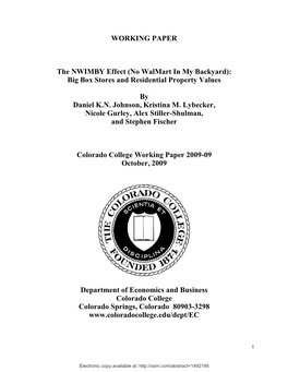 Big Box Stores and Residential Property Values by Daniel KN Johns