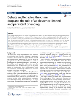 Debuts and Legacies: the Crime Drop and the Role of Adolescence-Limited