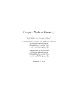 Complex Algebraic Geometry