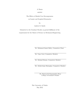 A Thesis Entitled the Effects of Radial Core Decompression on Lunate