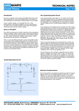 EURO QUARTZ TECHNICAL NOTES Crystal Theory Page 1 of 8