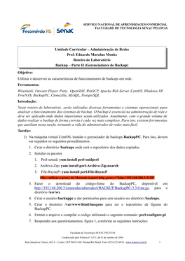 Unidade Curricular – Administração De Redes Prof. Eduardo Maroñas