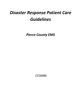 Disaster Response Patient Care Guidelines