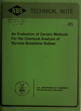 An Evaluation of Certain Methods for the Chemical Analysis of Styrene-Butadiene Rubber