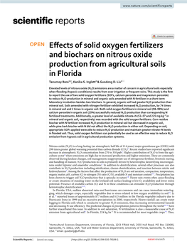 Effects of Solid Oxygen Fertilizers and Biochars on Nitrous Oxide