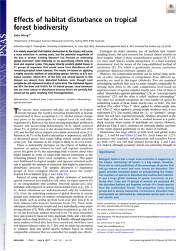 Effects of Habitat Disturbance on Tropical Forest Biodiversity