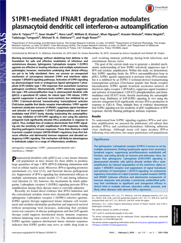 S1PR1-Mediated IFNAR1 Degradation Modulates Plasmacytoid Dendritic Cell Interferon-Α Autoamplification