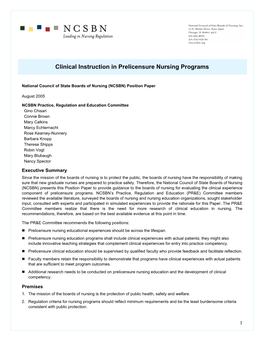 Clinical Instruction in Prelicensure Nursing Programs