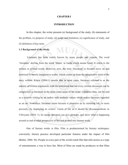 CHAPTER I INTRODUCTION in This Chapter, the Writer Presents (A) Background of the Study, (B) Statements of the Problem, (C) Purp