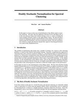 Doubly Stochastic Normalization for Spectral Clustering