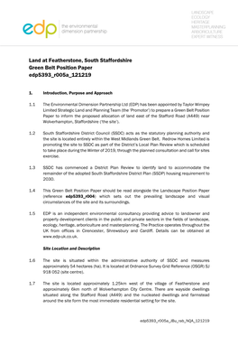 Land at Featherstone, South Staffordshire Green Belt Position Paper Edp5393 R005a 121219