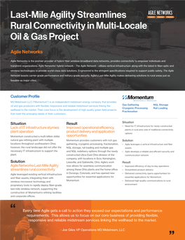 Last-Mile Agility Streamlines Rural Connectivity in Multi-Locale Oil & Gas Project