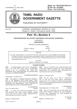 Tamil Nadu Government Gazette