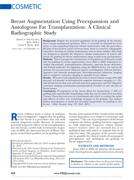 Breast Augmentation Using Preexpansion and Autologous Fat Transplantation: a Clinical Radiographic Study